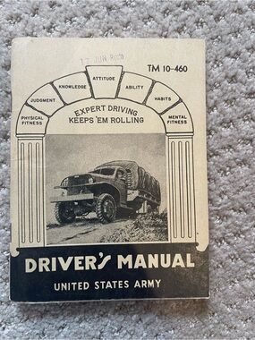 United States Army Driver's Manual - Black & Cream Vintage Cover